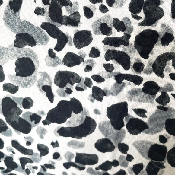 Tommy Bahama Shift Dress Medium Black Leopard White Scoop Neck Stretch - Picture 5 of 9